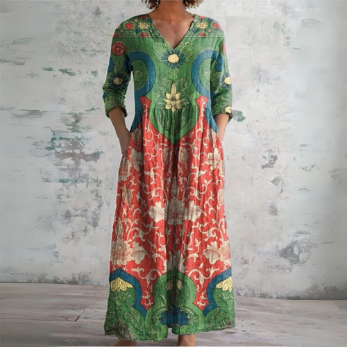 Judith | Vintage Blommig Maxiklänning