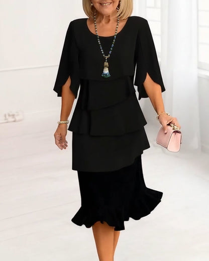 Charlotte™ | Elegant Delad-Ärm Midiklänning